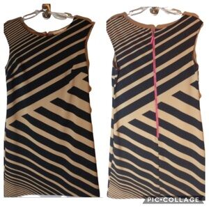 LOFT Black and Tan Dress with Pink Zipper Size 4